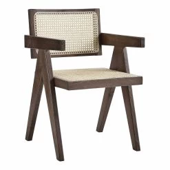 Jeanne Dark Walnut Cane Rattan Solid Beech Wood Dining Chair -The Furniture Shop XN 1933C DARKWALNUT WB1