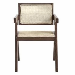 Jeanne Dark Walnut Cane Rattan Solid Beech Wood Dining Chair -The Furniture Shop XN 1933C DARKWALNUT WB2