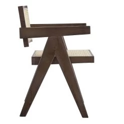 Jeanne Dark Walnut Cane Rattan Solid Beech Wood Dining Chair -The Furniture Shop XN 1933C DARKWALNUT WB3