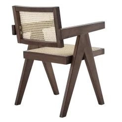 Jeanne Dark Walnut Cane Rattan Solid Beech Wood Dining Chair -The Furniture Shop XN 1933C DARKWALNUT WB4
