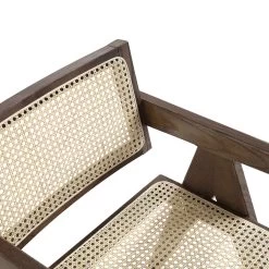 Jeanne Dark Walnut Cane Rattan Solid Beech Wood Dining Chair -The Furniture Shop XN 1933C DARKWALNUT detail1