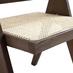 Jeanne Dark Walnut Cane Rattan Solid Beech Wood Dining Chair -The Furniture Shop XN 1933C DARKWALNUT detail2