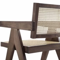 Jeanne Dark Walnut Cane Rattan Solid Beech Wood Dining Chair -The Furniture Shop XN 1933C DARKWALNUT detail3