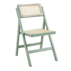 Frances Set Of 2 Folding Cane Rattan Chairs, Mint -The Furniture Shop XN 2054 SAGE 2P WB3
