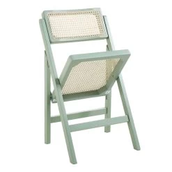 Frances Set Of 2 Folding Cane Rattan Chairs, Mint -The Furniture Shop XN 2054 SAGE 2P WB4