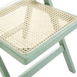 Frances Set Of 2 Folding Cane Rattan Chairs, Mint -The Furniture Shop XN 2054 SAGE 2P detail2
