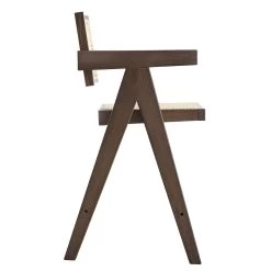 Jeanne Dark Walnut Cane Rattan Solid Beech Wood Counter Stool -The Furniture Shop XN 2211 DARKWALNUT WB3