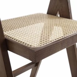 Jeanne Dark Walnut Cane Rattan Solid Beech Wood Counter Stool -The Furniture Shop XN 2211 DARKWALNUT detail2