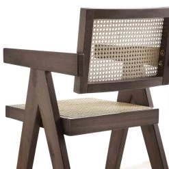 Jeanne Dark Walnut Cane Rattan Solid Beech Wood Counter Stool -The Furniture Shop XN 2211 DARKWALNUT detail3