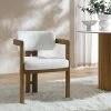 Stanford Curved Oak Frame Upholstered Chair, White Boucle Light Walnut Frame -The Furniture Shop XNDCH 727 WHITE BOUCLE main