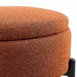 Amboise Round Storage Pouffe, Brick Boucle -The Furniture Shop XRSF 2183 BRICK BOU STOOL detail1