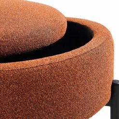 Amboise Round Storage Pouffe, Brick Boucle -The Furniture Shop XRSF 2183 BRICK BOU STOOL detail2
