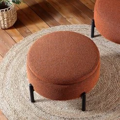 Amboise Round Storage Pouffe, Brick Boucle -The Furniture Shop XRSF 2183 BRICK BOU STOOL scene2