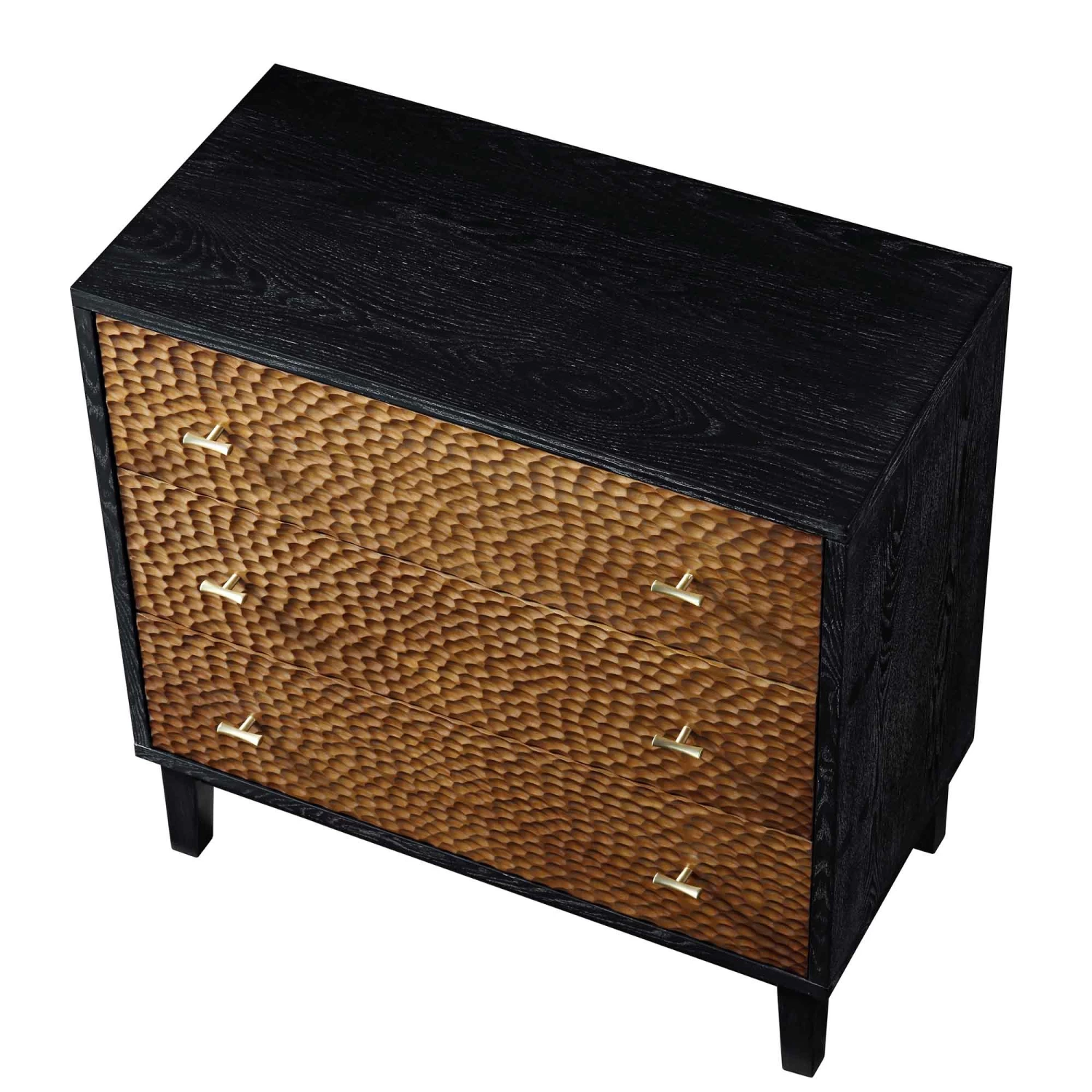 Bianca Chip Carved 3 Drawer Chest, Antique Bronze & Black 10 Bianca Chip Carved 3 Drawer Chest, Antique Bronze & Black - Image 8