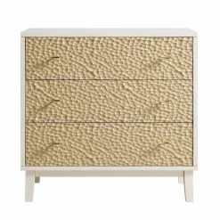 Bianca Chip Carved 3 Drawer Chest, Sand Beige & Ivory -The Furniture Shop XXCOD 008 TAUPE WHITE WB1