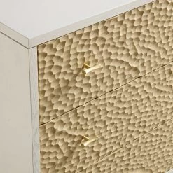 Bianca Chip Carved 3 Drawer Chest, Sand Beige & Ivory -The Furniture Shop XXCOD 008 TAUPE WHITE detail1