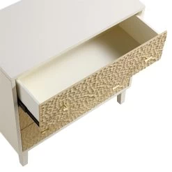 Bianca Chip Carved 3 Drawer Chest, Sand Beige & Ivory -The Furniture Shop XXCOD 008 TAUPE WHITE detail2