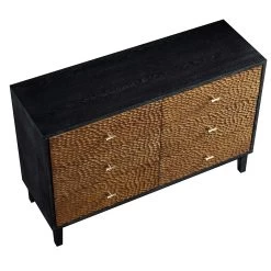 Bianca Chip Carved 6 Drawer Chest, Antique Bronze & Black -The Furniture Shop XXCOD 010 GOLD BLACK WB4