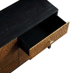 Bianca Chip Carved 6 Drawer Chest, Antique Bronze & Black -The Furniture Shop XXCOD 010 GOLD BLACK detail2
