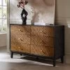 Bianca Chip Carved 6 Drawer Chest, Antique Bronze & Black -The Furniture Shop XXCOD 010 GOLD BLACK main