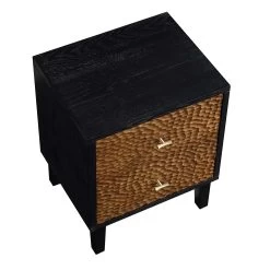 Bianca Chip Carved Bedside Table, Antique Bronze & Black 22 Bianca Chip Carved Bedside Table, Antique Bronze & Black -The Furniture Shop XXNS 007 GOLD BLACK WB4