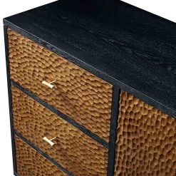 Bianca Chip Carved 2-Door 3-Drawer Sideboard, Antique Bronze & Black -The Furniture Shop XXSB 006 GOLD BLACK detail1