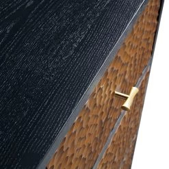 Bianca Chip Carved 2-Door 3-Drawer Sideboard, Antique Bronze & Black -The Furniture Shop XXSB 006 GOLD BLACK detail4