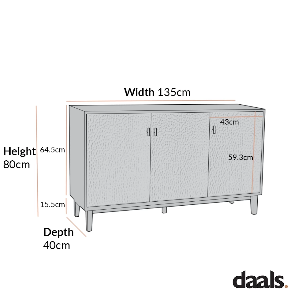 Bianca Chip Carved 3 Door Sideboard, Antique Bronze & Black 7 Bianca Chip Carved 3 Door Sideboard, Antique Bronze & Black - Image 5