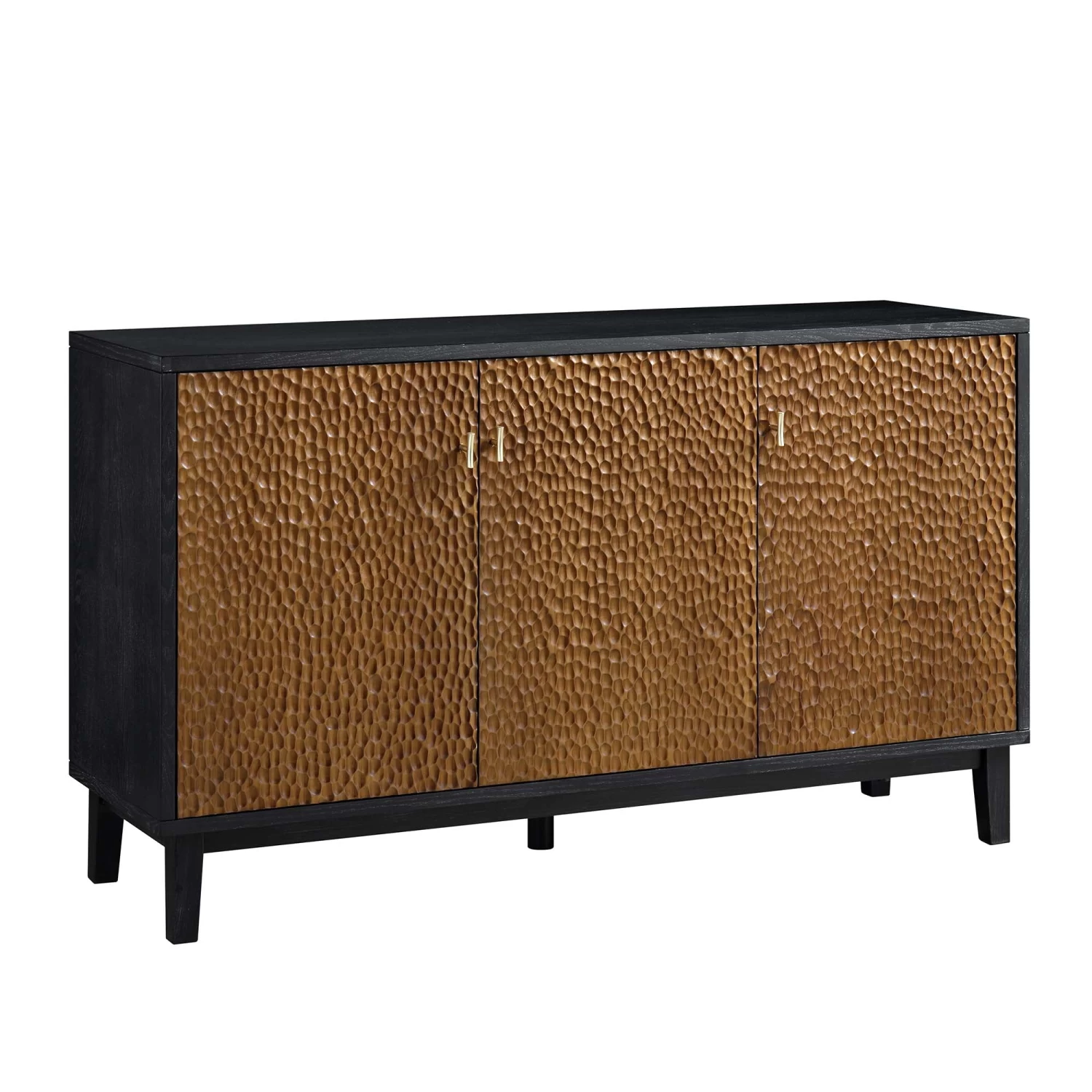 Bianca Chip Carved 3 Door Sideboard, Antique Bronze & Black 8 Bianca Chip Carved 3 Door Sideboard, Antique Bronze & Black - Image 6
