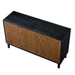 Bianca Chip Carved 3 Door Sideboard, Antique Bronze & Black 20 Bianca Chip Carved 3 Door Sideboard, Antique Bronze & Black -The Furniture Shop XXSB 009 GOLD BLACK WB4