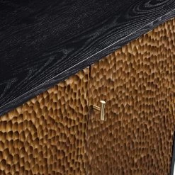Bianca Chip Carved 3 Door Sideboard, Antique Bronze & Black 23 Bianca Chip Carved 3 Door Sideboard, Antique Bronze & Black -The Furniture Shop XXSB 009 GOLD BLACK detail1