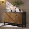 Bianca Chip Carved 3 Door Sideboard, Antique Bronze & Black -The Furniture Shop XXSB 009 GOLD BLACK main