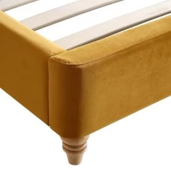 Leamington Deep-Buttoned Upholstered Bed, Turmeric Yellow Velvet -The Furniture Shop ZX 1063 MUST VEL detail3
