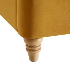 Leamington Deep-Buttoned Upholstered Bed, Turmeric Yellow Velvet -The Furniture Shop ZX 1063 MUST VEL detail5