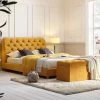 Leamington Deep-Buttoned Upholstered Bed, Turmeric Yellow Velvet 2 Leamington Deep-Buttoned Upholstered Bed, Turmeric Yellow Velvet -The Furniture Shop ZX 1063 MUST VEL scene2