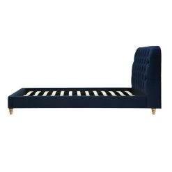 Leamington Deep-Buttoned Upholstered Bed, Midnight Blue Velvet -The Furniture Shop ZX 1063 NAVY VEL WB4