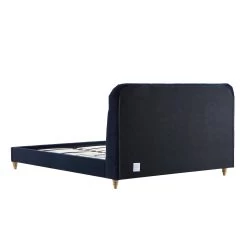 Leamington Deep-Buttoned Upholstered Bed, Midnight Blue Velvet -The Furniture Shop ZX 1063 NAVY VEL WB5