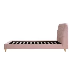Leamington Deep-Buttoned Upholstered Bed, Rosewater Pink Fabric -The Furniture Shop ZX 1063 PALEPINK FAB WB4