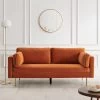 Pelham Orange Velvet Fabric Sofa -The Furniture Shop c46521