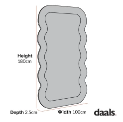 Venus Full Length Wave Mirror 180 X 100 Cm, Walnut -The Furniture Shop dimensional drawings NOV 2022 MIRR 162