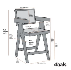 Jeanne Dark Walnut Cane Rattan Solid Beech Wood Counter Stool -The Furniture Shop dimensional drawings NOV 2022 XN 2211 2
