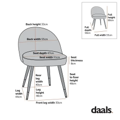 Miyae Set Of 2 Pleated Pale Pink Velvet Upholstered Dining Chairs -The Furniture Shop dimensional drawings SEPT 2022 DCH 2144 cebab79e f83f 4f42 92b4 c0da9883b59e