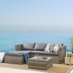 Troy Corner Rattan Garden Sofa Set With Table -The Furniture Shop fee6e037 d0d9 4456 9131 dedafd32225f